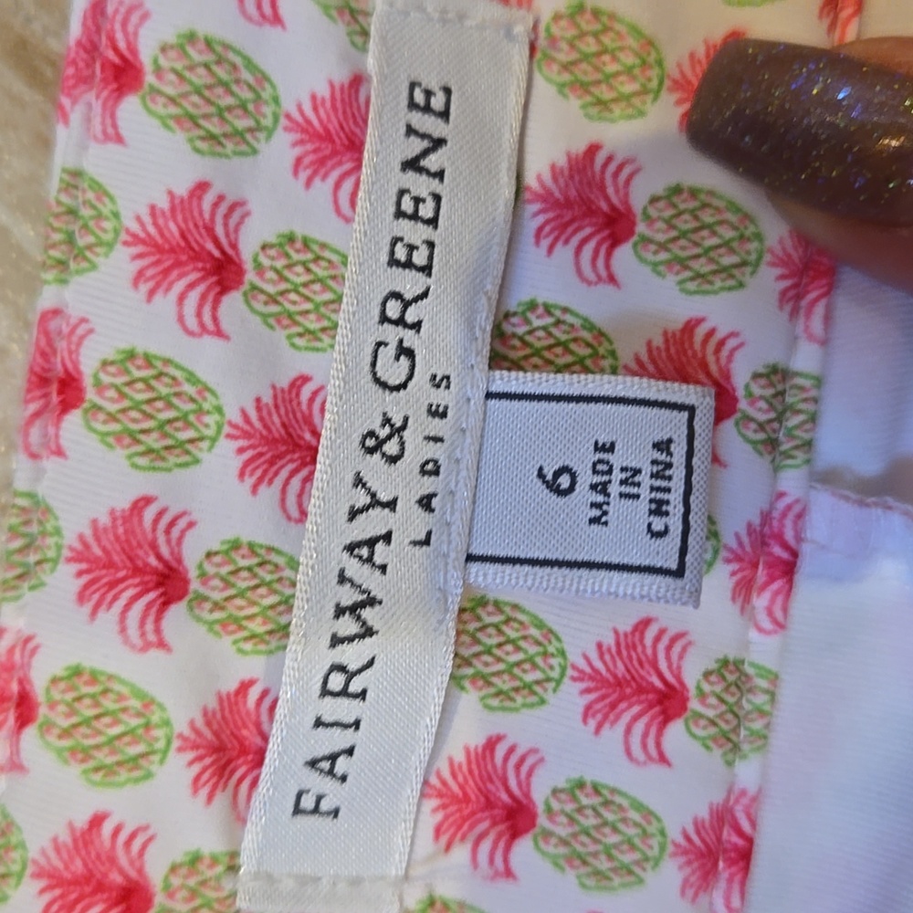 Fairway & Greene Pink/Green Pineapple Leisure/Active/Golf Skort - Picture 7 of 10